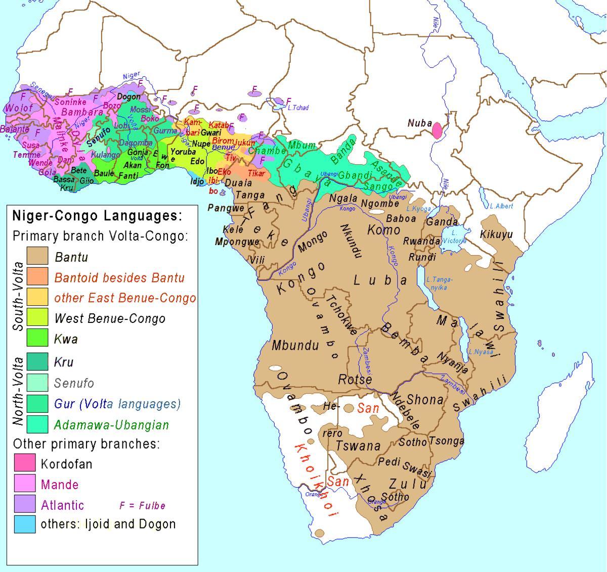Carte du ghana langue