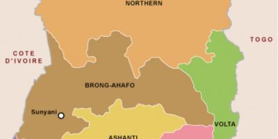 Le Ghana carte et des régions